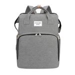 Baby Changing Bag Backpack, Portable, Insulated Pocket, Changing Bag with Folding Crib, Waterproof Mother and Baby Bag Travel Backpack, Stroller Travel Backpack (Grey)