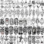 Shegazzi 52 Sheets Black Skull Temporary Tattoos For Men Women Arm Neck Tatoos, 3D Realistic Small Rose Flowers Fake Tattoos Temporary, Waterproof Mountain Snake Lion Tiger Temp Tattoo Sticker Adults