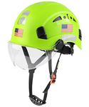 GREEN DEVIL Safety Helmet Hard Hat with Visor Chinstrap Adjustable Lightweight Vented ABS Work Helmet for Men and Women 6-Point Suspension ANSI Z89.1 Approved Ideal for Industrial & Construction