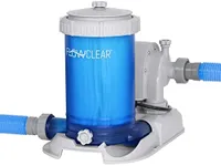 Bestway 58671E Flowclear 2,500 Gallon Transparent Filter Pump for Above Ground Swimming Pools with Adaptors and Energy Saving Plug