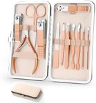 Manicure Set Professional,Ultra Sharp Sturdy Men Women Grooming kit, Stainless Steel Nail Clippers Set Manicure Pedicure Set Professional 12 In 1 Grooming Travel Luxury Leather