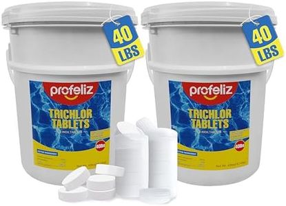 PROFELIZ 2-Pack Chlorine Tablets 3 Inch for Swimming Pools, Kills Bacteria and Stops Algae, Slow Dissolving,Exclusive Protective Packaging,Pool Chlorine Tablets,2X 40 lbs Bucket,Total of 80lbs