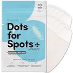 Dots for Spots Mega Dot Pimple Patches - Pack of 10 Niacinamide Formula Acne Patch for Face and Body - Discreet Design, Fast-Acting, Vegan & Cruelty