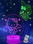 Cat Night Light - Kitty Lamp (2 Patterns) 7 Color Change Decor Lamp with Remote, Dim, Timer, Gifts for Christmas Birthday Girls