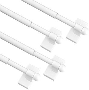 WL.Rocaille Magnetic Curtain Rods Adjustable Magnetic Rod for Metal Appliance, Doors, Windows, 9 to 16 Inch/4 Pack/Easy Installation Toilet Towel Bar, Multi-Useful (White, 4pack)