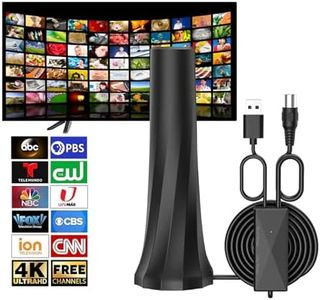 THRICEX® Freeview TV Aerial, 980+ miles range, digital TV antenna with amplifier booster, 360° HDTV for enhanced local channels signal reception, supports 8K, 4K, 1080P, includes 16.5ft coaxial cable