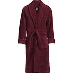 Lands' End Men's Turkish Terry Cloth Robe Calf Length with Pockets, Rich Burgundy, Medium