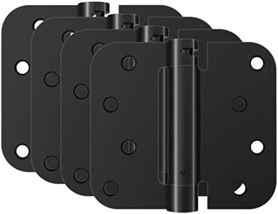 HOSOM Self Closing Door Hinge, Spring Hinge, 4 Inch, Adjustable Tension for Garage, Front Door, Back Door, UL Listed, for Left and Right Hand Door, 5/8'' Radius Corners, Matte Black, 4 Pack