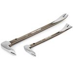 MAXPOWER 2PCs Nail Puller Set, 8-Inch/21cm and 12-Inch/30cm Nail Puller Pry Bar and Chisel Scraper