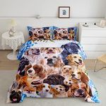 Dog Comforter Kids Cute Cartoon Dogs Comforter Set for Boys Girls Pet Puppy Animal Design Bedding Set Lovely Pug Bulldog Collage Pattern Quilt Set Bedroom Collection 3Pcs Queen Size