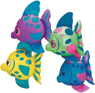 Fun Express Mini Inflatable Fish Pool Toys Set of 12 - Colorful Ocean Animals for Under The Sea Party Decorations | Beach Party Favors & Swimming Pool Games for Kids Summer Water Play