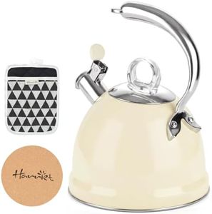 Harriet Whistling Tea Kettle for Stove Top, 2.5 QT Stainless Steel Teapot
