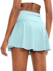 SANTINY Pleated Tennis Skirt for Women with 4 Pockets Women's High Waisted Athletic Golf Skorts Skirts for Running Casual (Sky Blue_XXL)