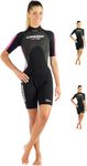 Cressi Women's Med X Neoprene 3 mm Shorty Wetsuit, Black/Pink, XS/1