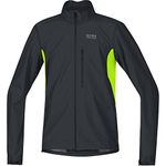 Gore Bike Wear Men's 2 In 1 Windstopper Road Cycling or Mountain Bike Zip-Off Jacket - Black/Neon Yellow, Small