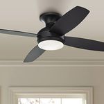 Casa Vieja 52" Casa Elite Modern Industrial Indoor Hugger Ceiling Fan with LED Light Remote Control Black Opal Glass Low Profile for House Bedroom Living Room Home Kitchen Dining Office