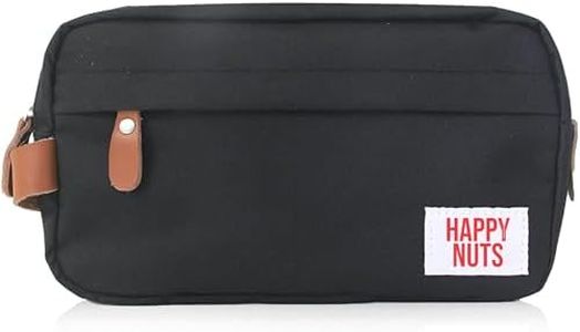 HAPPY NUTS Men's Toiletry Bag, Canvas Organizer Bag, TSA Approved (Black)