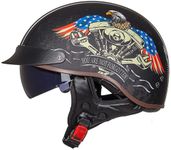 Half Helmet Open-Face Helmet Brain - Cap Cruiser Chopper Scooter Pilot Jet Helmet DOT+ECE Certified Personality Retro Harley Motorcycle Helmet,B-M=（57~58cm）