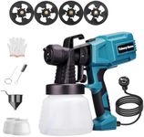 Paint Sprayer, 700W HVLP Spray Gun with Cleaning & Blowing Joints, 4 Nozzles and 3 Patterns, Easy to Clean, for Furniture, Cabinets, Fence, Walls, Door, Garden Chairs etc