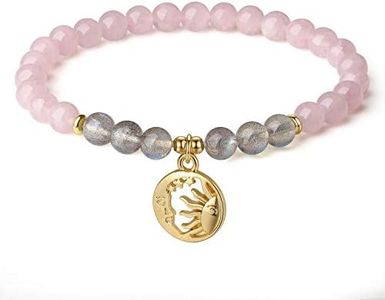 COAI Women's gemstone bracelet with sun and moon charm, 14 centimeters, Gemstone