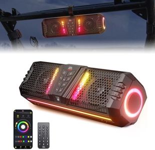 KEMIMOTO Midnight 40 UTV Sound Bar 16-inch UTV Sound System 2-Speaker UTV Stereo Pairing RGB IP66 Bluetooth Waterproof Audio Sound System for UTV ATV Golf Cart Boat fits 1in to 2in Roll Bar Square Bar