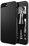 "AVANA Protective Case Compatible with iPhone 8 Plus, iPhone 7 Plus Case Slim Case Black Bumper Silicone TPU Shell Scratch-Resistant Carbon Fiber Cover Carbon Look