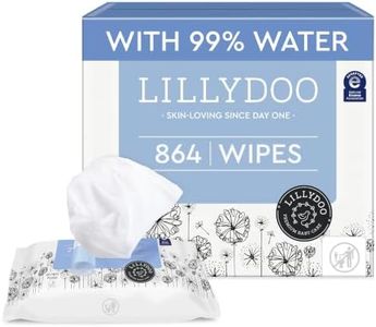 LILLYDOO Baby Wipes with 99% Water – Unscented, Hypoallergenic, Plant-Based, Strong & Plastic-Free, Compostable, 12 resealable Packs x 72 (864 Wipes Total)