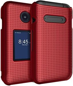 Nakedcellphone Case for Consumer Cellular Verve Snap Flip Phone, Slim Hard Shell Protector Cover with Grid Texture for for Z2336CC - Red