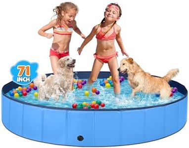 Jecoo Dog Pool for Large Dogs Kiddie Pool Hard Plastic Foldable Dog Bathing Tub Portable Outside Kids Swimming Pool Whelping Box for Pets and Dogs (71"x12")