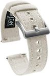 20mm White - BARTON Canvas Quick Release Watch Band Straps - Choose Color & Width - 18mm, 19mm, 20mm, 21mm, 22mm, 23mm, or 24mm
