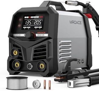 MROACE 135A MIG Welder Machine, 110V 3-in-1 Flux Core MIG/Lift TIG/Stick | Synergic Control, Wire Feed, IGBT Inverter, LED Display, Cooling Fan, Portable for Home Repair, DIY, Metalworking Tool