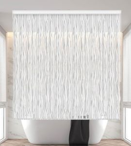 Jakooz Rollup Shower Curtain for Bathroom. Waterproof, 100% PEVA, Heavy Duty Ceiling Mounted Shower Curtain Roller Blind for Bathtub. No Rods, No Hooks, No Rings! (56"x95") (Wave)