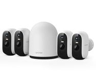 WUUK 2K Outdoor Security Cameras System with 32GB Storage Base Station, 4-Wireless Cameras Kit, No Subscription, Wi-Fi Connectivity, Compatible with Alexa & Google Home