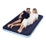 airzzZ Inflatable Flocked Airbed - Quick Inflation & Deflation Mattress - Lightweight Comfortable Perfect For Camping,Hiking, Caravan, Guest Bed - Waterproof Portable (Double)