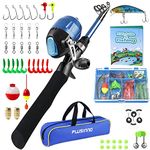 Kids Fishing Pole,Telescopic Fishing Rod and Reel Combos with Spincast Fishing Reel and String with Fishing Line (Black Handle with Spincast Reel, 150CM 59.05IN)