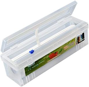 Cling Film Dispenser and Cutter Wrap Dispenser, Plastic Cling Wrap Refillable Plastic Wrap Dispenser With Slider Cutter Food Wrap Stretch Clear Cling Wrap (Large Size Dispenser + Cling Film)