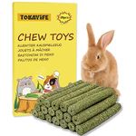 TOKAYIFE Rabbit Chew Toys, 210g Rabbit Treats Natural Timothy Hay Sticks Boredom Breakers for Rabbits, Chinchillas, Guinea Pigs, Hamster, Hedgehogs (20 pcs)