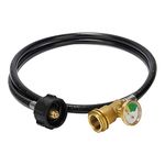 Roastove 5 Feet Propane Tank Extension Hose with Gauge,Converts POL LP Tank to QCC1 for Gas Grill, Stove and More Propane Appliances