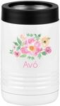 Avó Flowers Beverage Holder, Floral Can Cooler, White Polar Camel, Stainless Steel, Vacuum Insulated, by Just So Posh