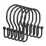 24 Pack Double Shower Curtain Hooks Rings, TENOVEL Double Sided Shower Curtain Hooks Rust Proof for Shower Curtain, Stainless Steel Bathroom Shower Hangers Rings for Shower Rods-Black