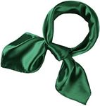 SATINIOR Chiffon Scarf Square Neck Scarf Handkerchief Retro Satin Ribbon Scarf for Women Girls, Navy Green, 23.6 x 23.6 inches