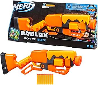 Hasbro Nerf Roblox Adopt Me!: Bees! Lever Action Dart Blaster, Rotating 8-Dart Drum, 8 Nerf Elite Darts, Code to Unlock in-Game Virtual Item, F2486