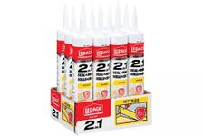 Lepage 2in1 Ultra Seal Adhesive Sealant - Waterproof & Permanently Flexible Silicone Caulk for Window, Wood, Sink, Tile, Metal, & Door- 295 ml Cartridge, 12 Pack