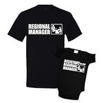 Regional Manager/Assistant Combo Matching Dad Baby Shirts or Bodysuit, Black, Baby (NB) - Adult (Small)