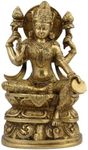 SHALININDIA Lakshmi Idol Goddess Hinduism Belief Statue and Sculpture; Brass; 4.75 X 2.5 X 8 Inches