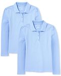 The Children's Place Girls Uniform Long Sleeve Pique Polo 2-Pack Shirt, Daybreak 2 Pack, S