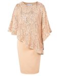 Hanna Nikole Women's Sleeveless Midi Evening Dress Beautiful Glitter Sequins Sequins Party Dress Apricot & Glitter 20
