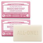 Dr Bronner's Cherry Blossom Pure-Castile Bar Soap, Made with Organic Ingredients and Pure Essential Oils, Used for Face, Body and Hair, Certified Fair Trade & Vegan Friendly, 140g Bar