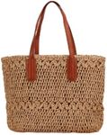 Women's Straw Hobo Bag Woven Shoulder Bag Large Totes Summer Travel Beach Handbag Handmade Purse (Light brown, One size)