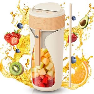 Portable Blender Cup- 450ml Multi-Function Blender with Ice-Crushing,Strong Cutting Power with 6 Blades, BPA Free, USB-C Rechargeable,Fruit Veggie Juicer Cup for Home, Sport, Office, Camping